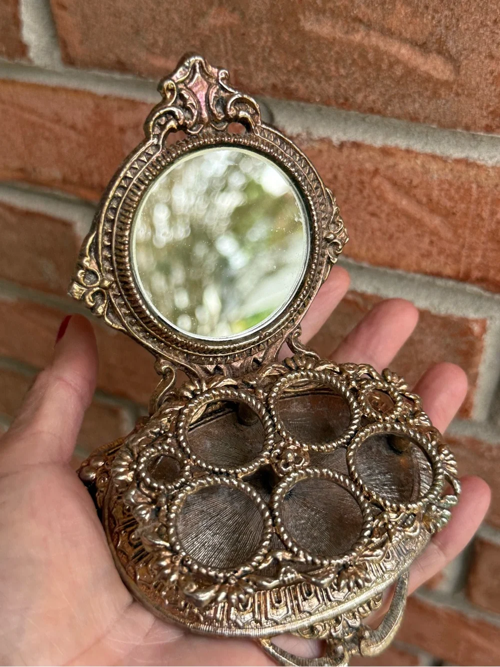 Vintage Celeste Hollywood Regency lipstick holder with mirror.